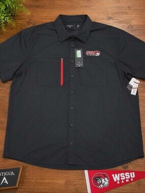 Antigua WSSU Rams Button Front Shirt Men’s XXL NWT Black UPF 50+ Kickoff Perform